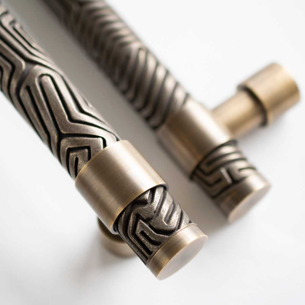 Turnstyle Design Silver Bronze amalfine finish pull handles on white background